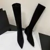 Botas Largas de Tacón Alto para Mujer, Moda Otoño/Invierno 2026, de Gamuza, Punta Puntiaguda, Elásticas, Adelgazantes, con Forro de Felpa, Suela Plana, que Envuelven la Pierna