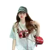 Elegante camiseta semitransparente de jacquard de encaje para mujer, moderna y genial, con estampado único, holgada y casual, adecuada para mujeres de talla grande, cubre el abdomen