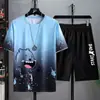 Traje de Camiseta de Manga Corta de Seda de Hielo para Hombre, Ropa Deportiva Casual de Secado Rápido para Verano, Conjunto Completo de Marca de Moda Holgado para Niños