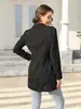 Blazer Casual Estilo Europeu e Americano da Amazon, Caimento Solto com Gola Lapela e Ombros Caídos, Blazer Cardigan Versátil de Cor Sólida para Mulheres, Em Estoque