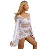 Verano Europeo y Americano Crochet Recorte Sexy Playa Protección Solar Blusa Talla Grande Manga Larga Bikini Exterior Aguas Termales Traje de Baño