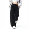 Jeans Rectos Negros Estilo Americano para Primavera y Otoño Mujer Otoño 2025 Nuevos Pantalones de Pierna Ancha Sueltos High Street