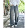 Pantalones casuales de silueta retro para hombre, jeans largos de pierna curva, pantalones vaqueros de lavado de bambú para hombre, corte holgado, estilo otoño, estilo americano