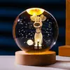 Lámpara de noche de bola de cristal luminosa transfronteriza con tallado interior 3D, diseño creativo de animalito de mascota lindo, adorno de cristal para regalo de Navidad y cumpleaños