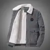 Chaqueta de pana gruesa con forro polar y lana de cordero para hombre, ropa de invierno acolchada de algodón, chaqueta casual holgada con solapa para hombre