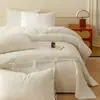 Juego de cuatro piezas estilo hotel Clase A 100% algodón sin teñir con amarre, juego de ropa de cama estilo casa de huéspedes de algodón puro blanco sin teñir con jacquard simple