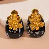Pendientes Ovalados Geométricos de Flor de Resina Retro Europeos y Americanos, Pendientes de Estilo Palacio de Gama Alta Estilo Nicho para Mujer