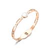 Pulsera de Acero de Titanio de Estilo Coreano Trendy Ins con Números Romanos para Mujer, Pulsera de Acero Inoxidable de Nicho de Alta Gama con Incrustaciones Micro de Zircón y Concha