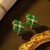 Qingdao Segunda Mano Lujo Ligero Cálido y Húmedo Resina Esmeralda Trébol de Cuatro Hojas Set Alto Grado Nuevo Estilo Chino Estilo Nacional Exquisita Joyería