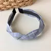 Diadema retorcida de cuadros vintage para mujer, diadema de tela de cuadros anudada en cruz, realza la coronilla, oculta el cabello suelto, accesorio versátil para el cabello
