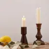 Suporte de Velas de Madeira Sólida Personalizado Criativo Estilo Coreano Marrom Vintage Desgastado Suporte de Velas de Madeira Decoração de Casa Base para Velas