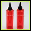 Botella de 250 ml con punta botella de punta gorro eléctrico para el cabello botella tapa de punta botella de plástico para apretar 250 botella PET de hombro plano