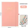Planejador de Agenda em Inglês com Pulseira de Couro Pu Macio, Planejador Transfronteiriço Sem Data de Validade, Caderno de Negócios, Personalizável com Logotipo