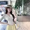 Estilo de chica coreanaAzul claroPuro deseoQue favorece la figuraCuello tipo HenryManga mediaAjustadoTop