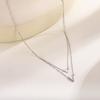 S925 Sterling Silver V-shaped Double-layer Colar Geométrico Triângulo Clavícula Cadeia Moda Feminina High-end Sense Micro-incrustado Europeu e Americano Cross-border