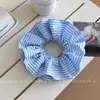 Goma para el pelo de rayas estilo coreano con queso de sal marina, azul, fresca y juvenil, accesorio elástico para el pelo de diseño de nicho