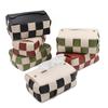 Caixa de Tecido Trançada em Couro Feita à Mão Restaurante Doméstico Bolsa de Tecido Estilo Ins Combinação de Cores Simples Bolsa de Tecido Checkerboard para Carro