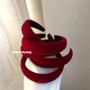 Diadema de terciopelo de esponja roja vino blanco súper retro, diadema de otoño e invierno, accesorios para el cabello de Año Nuevo de felpa, diadema ancha al por mayor