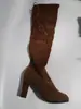 Botas Largas por Encima de la Rodilla de Comercio Exterior Otoño e Invierno 2021 Tacón Grueso Europeo y Americano Elásticas Botas de Piel para Mujer Botas de Mujer