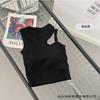 Chaleco de algodón puro con tirantes irregulares en la espalda para mujer, con cinturón interior y almohadilla para el pecho, prenda exterior corta sin tirantes.
