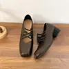 Zapatos de Ballet Planos Cuadrados de Piel Suave con Punta de Cerdo para Mujer, Zapatos Mary Jane con Tira Cruzada Elástica Estilo Francés, Nuevas Llegadas de Primavera