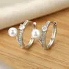 Pendientes de Clip de Moda Transfronterizos Europeos y Americanos Elegantes Pendientes de Perla de Gama Alta Exquisitos Pendientes de Circonita Brillantes Franceses Modernos