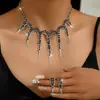 Joias de Novo Estilo Europeu e Americano, Strass Super Brilhantes, Colares e Brincos Modernos e de Alta Qualidade, Conjunto de Colar para Noiva de Luxo Leve e Exclusivo