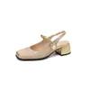 Mary Jane 43 Hada 2024 Zapatos de Tacón Medio Grueso Estilo de Zapatos Nuevos Comercio Exterior Estilo Nacional 33 Nuevo Estilo Chino Sandalias Baotou albaricoque
