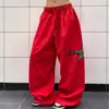 Pantalones de paracaidista para mujer con estampado de leopardo estilo americano y bordado de estrella, holgados, casuales, adelgazantes, versátiles, de pierna ancha, corte recto, pantalones casuales