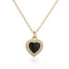 Aogu, suministro transfronterizo, exquisito colgante pequeño de corazón de melocotón con microincrustaciones de cobre y circonita, joyería personalizada con goteo de aceite, collar dorado