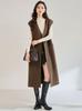 25 Otoño e Invierno Estilo Cachemir Lana Simple Tencel Cintura Alta Estilo Oficina Lana de Doble Cara Cuello en V Chaleco Largo 25596