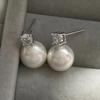 Pendientes de perla de plata de ley 925 para mujer, de alta gama, con circonitas, elegantes, de estilo chino, para otoño e invierno, en plata.
