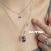 Collar de acero de titanio de doble capa con marca Cuadrada Estrella para mujer, moda 2022, nueva cadena de clavícula apilada con letras y estrellas, cadena de suéter con temperamento