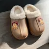 Nuevos Zapatos de Algodón con Patrón Lindo de Peluche para Pareja, Media Cubierta, para Uso en Casa y al Aire Libre, Zapatos de Invierno Impermeables, Envío Transfronterizo