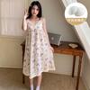 Pijama de Verano 2025 Transfronterizo para Mujer Camisón de Tirantes Tejido Arrugado con Almohadillas en el Busto Vestido Dulce Casual para Estar en Casa