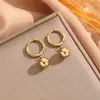 Brincos de Outono e Inverno para Mulheres, Brincos de Bola de Aço Titânio Estilo Coreano, Anel Normcore, Bola Pequena, Brincos de Feijão Dourado, Brincos, Alto Padrão