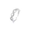 Nalan Plata S925 Cadena Infinita Anillo de Diamante Torcido Botón de 8 Palabras Anillo Ajustable R01112