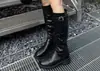 Botas de couro genuíno de sola grossa acima do joelho para mulheres, estilo Maillard, modeladoras de perna, botas altas marrons, botas de montaria de cano alto