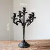Suporte de Vela Geométrico Preto Bordado de Ferro Fundido Moderno Criativo Peça Decorativa Sala de Chá Estilo Zen Pousada Decoração Vintage Sala de Estar