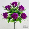 Flor Artificial 6 Cabezas Rosa de la Reunión Flor Falsa Decoración de Habitación Flor de Plástico Decoración de Escritorio de Sala de Estar Ramo de Rosas