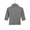 2388-24 Primavera Novo Estilo Europeu e Americano Temperamento Levemente Maduro Estilo Gola Semi-alta Pequena Dobra Gola Manga Média Camiseta