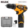 Taladro eléctrico inalámbrico Hilda de 12 V, doble velocidad, batería de litio recargable, luz LED, 2 piezas, resistente al agua, taladro manual