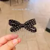 Peine para el Cabello con Lazo Dulce y Lunares Blancos y Negros, Nuevo Estilo 2026, Peine Elegante Estilo Coreano para Flequillos de Princesa para Niñas