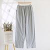 Pijama Masculino Fino para Primavera e Outono Tamanho Grande Calças de Casa Calças Casuais Fio de Algodão Dupla Camada Cor Sólida Calças Largas e Casuais