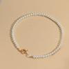 Collar de perlas simple y personalizado de nicho con colgante de diseño Love chapado en oro real de 14k, estilo nuevo europeo y americano, cadena de clavícula