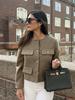Venta al por mayor transfronteriza Amazon otoño e invierno nueva ropa de mujer estilo Chanel moda decoración de botones chaqueta de traje corta B88646