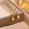 Aretes Pequeños Redondos de Bolas de Acero de Titanio para Mujer, Estilo Europeo y Americano, Sencillos y de Moda, Para Uso Diario, Aros Dorados con Cuentas, Sensación de Alta Gama