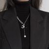 Collar largo de cadena para suéter con accesorios florales transfronterizos para mujer, colgante de borla de cristal, colgante para ropa, joyería simple al por mayor