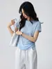 # Tencel Lana Lyocell # Camiseta Ligera, Suave, Amigable con la Piel, Transpirable para Mujer, Manga Corta de Verano, Corte Holgado, Top Adelgazante.