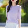 25 Años Nuevo Verano Tencel Lana Una Línea Listo Para Usar Cuello Redondo Tejido Cinco Cuartos Manga Manga Larga Mujer Delgado Camiseta Base Top